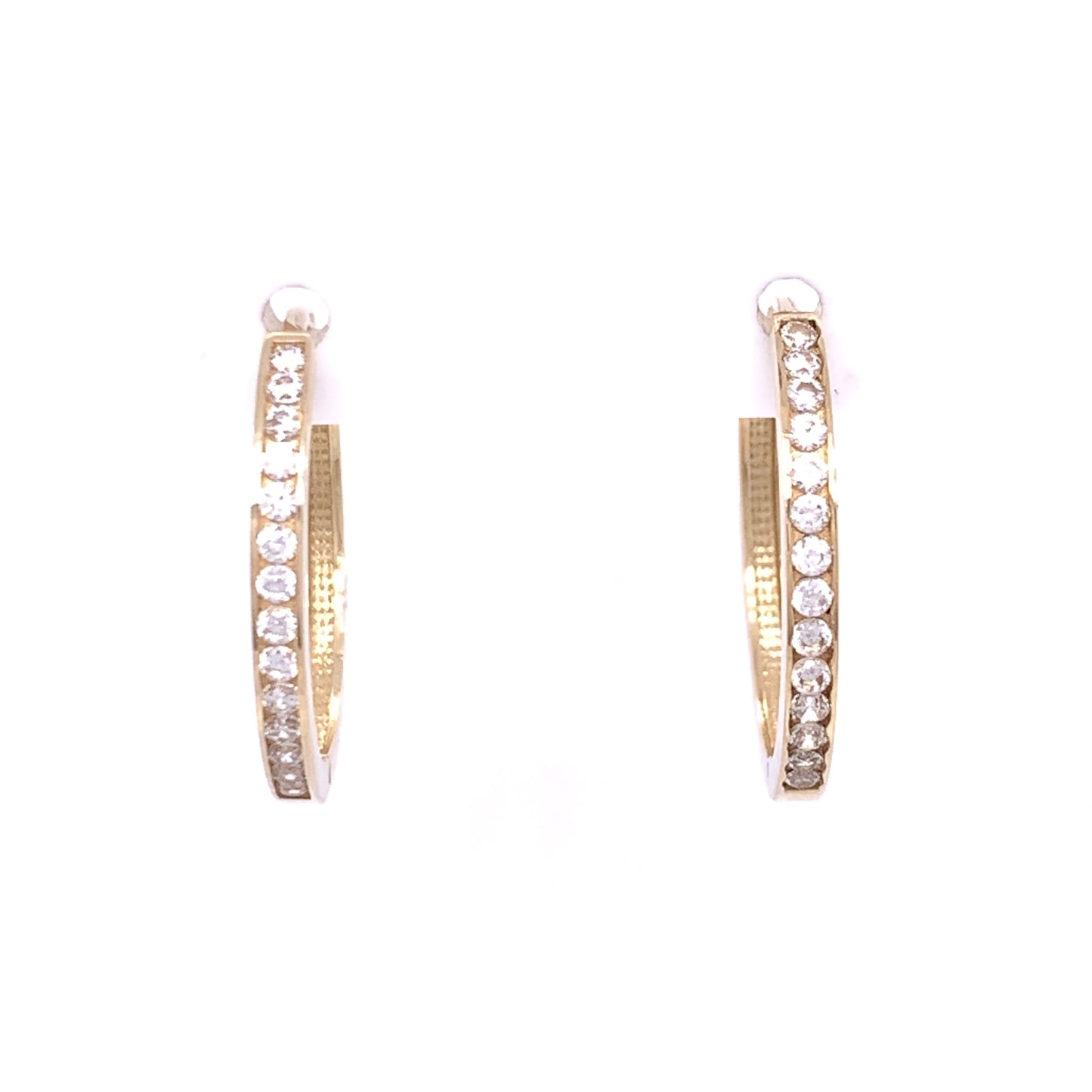 9ct Gold CZ Channel Set Hoop Earrings GEZ724