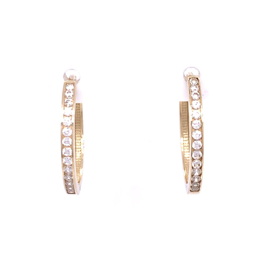 9ct Gold CZ Channel Set Hoop Earrings GEZ724