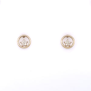 9ct Gold CZ Star in Circle Stud Earrings