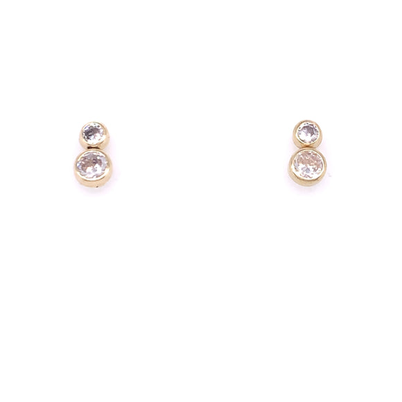 9ct Gold CZ Double Rubover Stud Earrings
