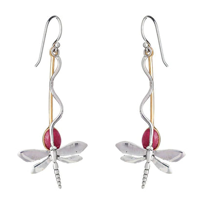 Gallardo & Blaine Sterling Silver Willow Earrings Rough Ruby