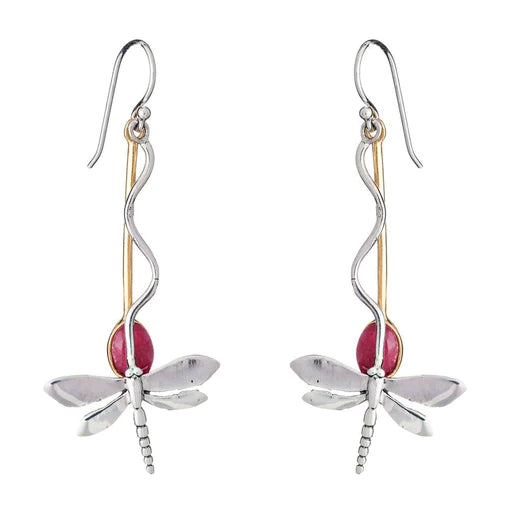 Gallardo & Blaine Sterling Silver Willow Earrings Rough Ruby