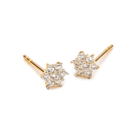 9ct Gold Etoile CZ Stud Earrings GEZ703