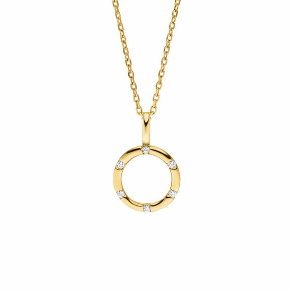9ct Gold CZ Studded Circle Pendant