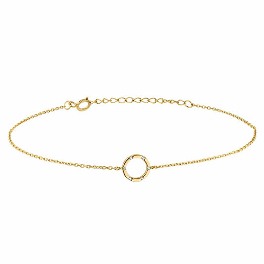 9ct Gold CZ Studded Circle Bracelet