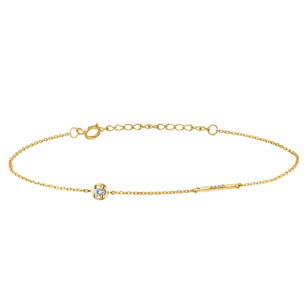 9ct Gold CZ & Bar Bracelet GB459