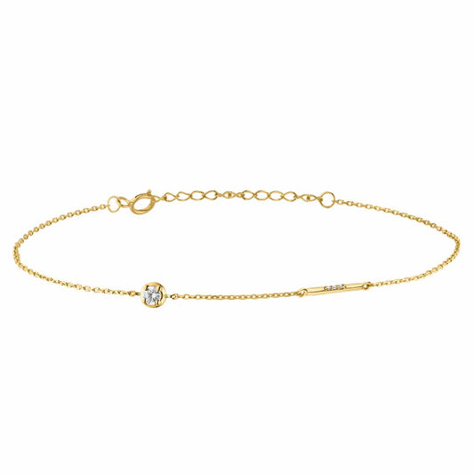 9ct Gold CZ & Bar Bracelet GB459