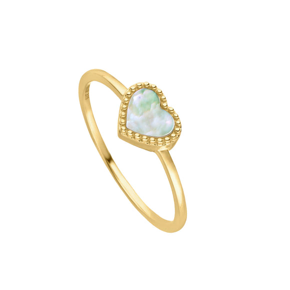 9ct Gold Paris Mother of Pearl Heart Ring