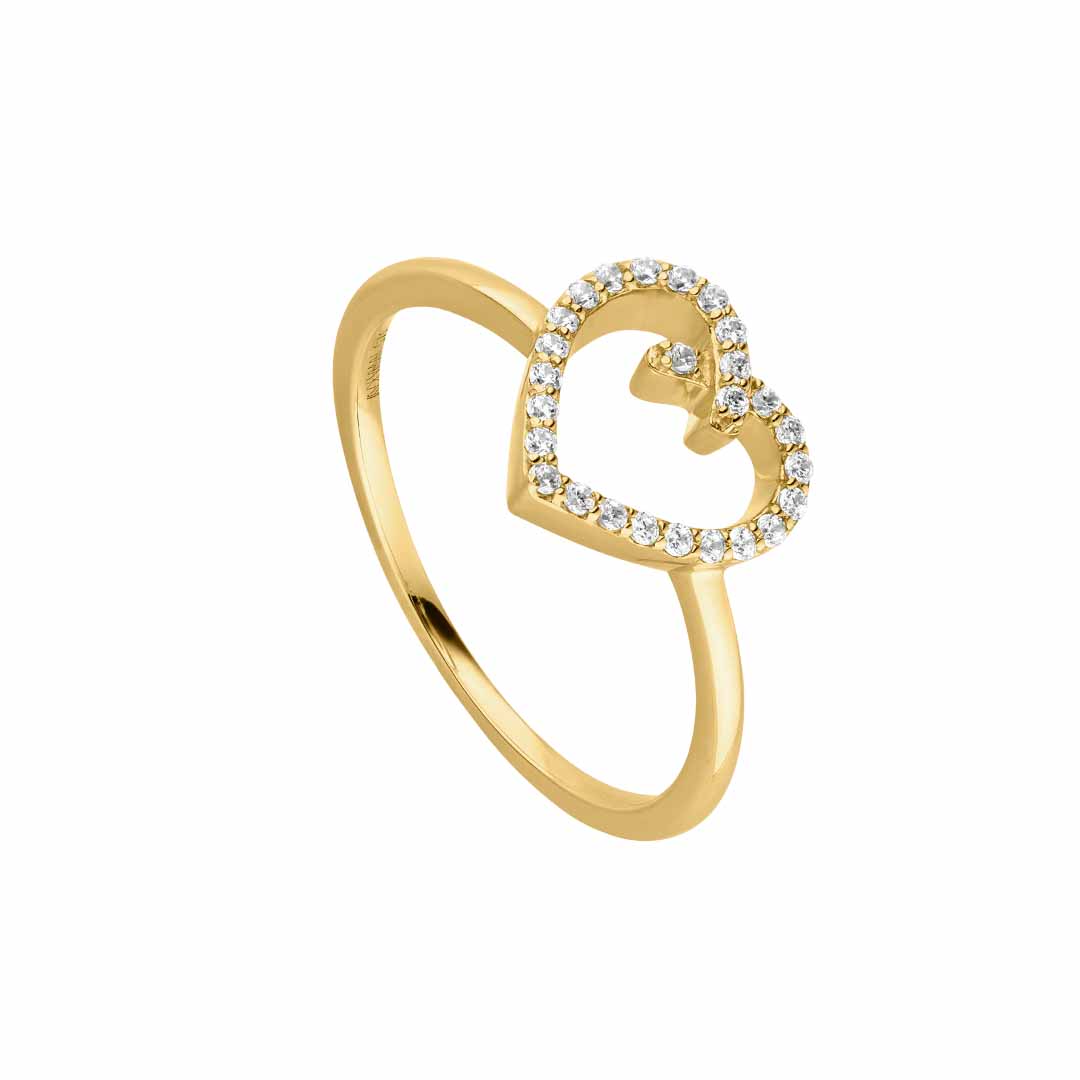 9ct Gold CZ Heart Ring GRZ323