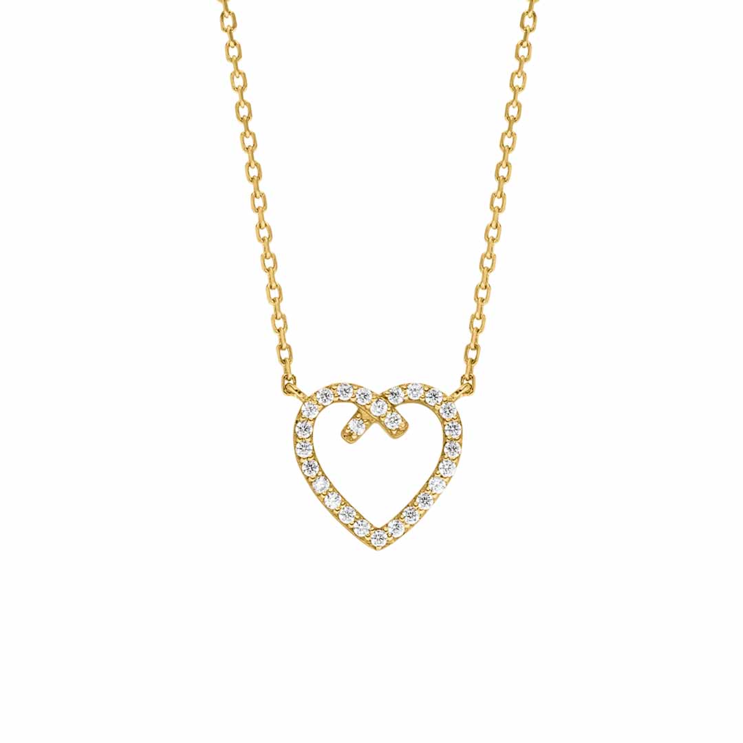 9ct Gold Dainty CZ Heart Pendant