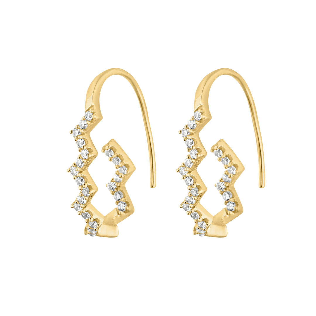 9ct Gold CZ Zigzag Hoop Earrings