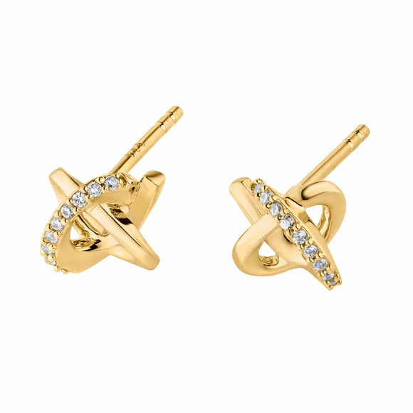 9ct Gold CZ Interlocking Knot Stud Earring