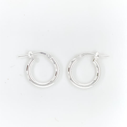 Sterling Silver 10mm Plain Hoop Earrings