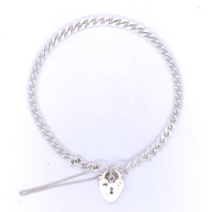 Sterling Silver Curb Charm Bracelet