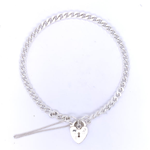 Sterling Silver Curb Charm Bracelet