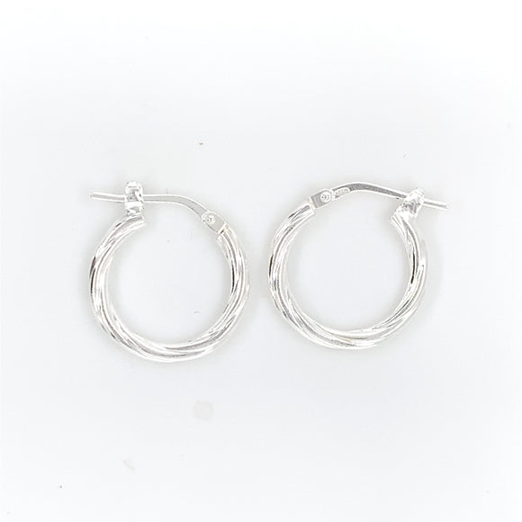 Sterling Silver 13mm Twist Hoop Earrings 17R