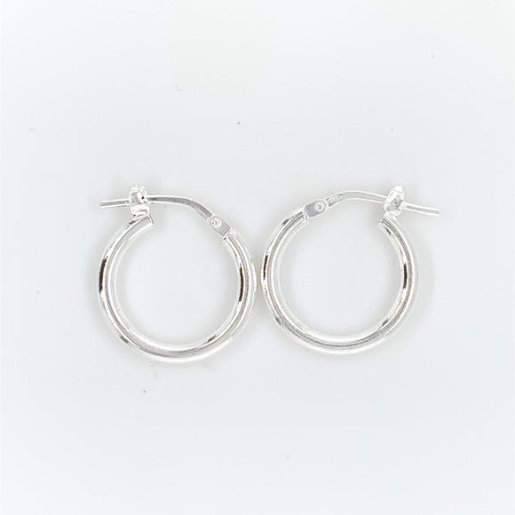 Sterling Silver 17mm Plain Hoop Earrings 17C