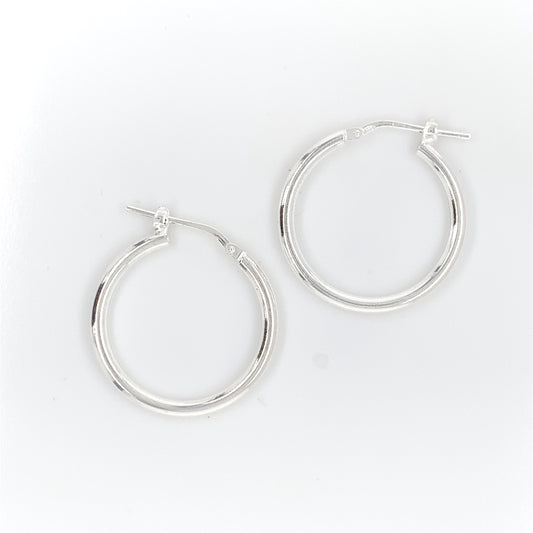 Sterling Silver 25mm Plain Hoop Earrings 25C