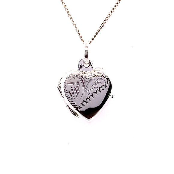 Sterling Silver Engraved Heart-Shaped Locket 392