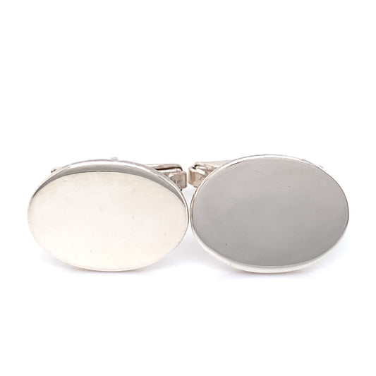 Sterling Silver Plain Oval Cufflinks