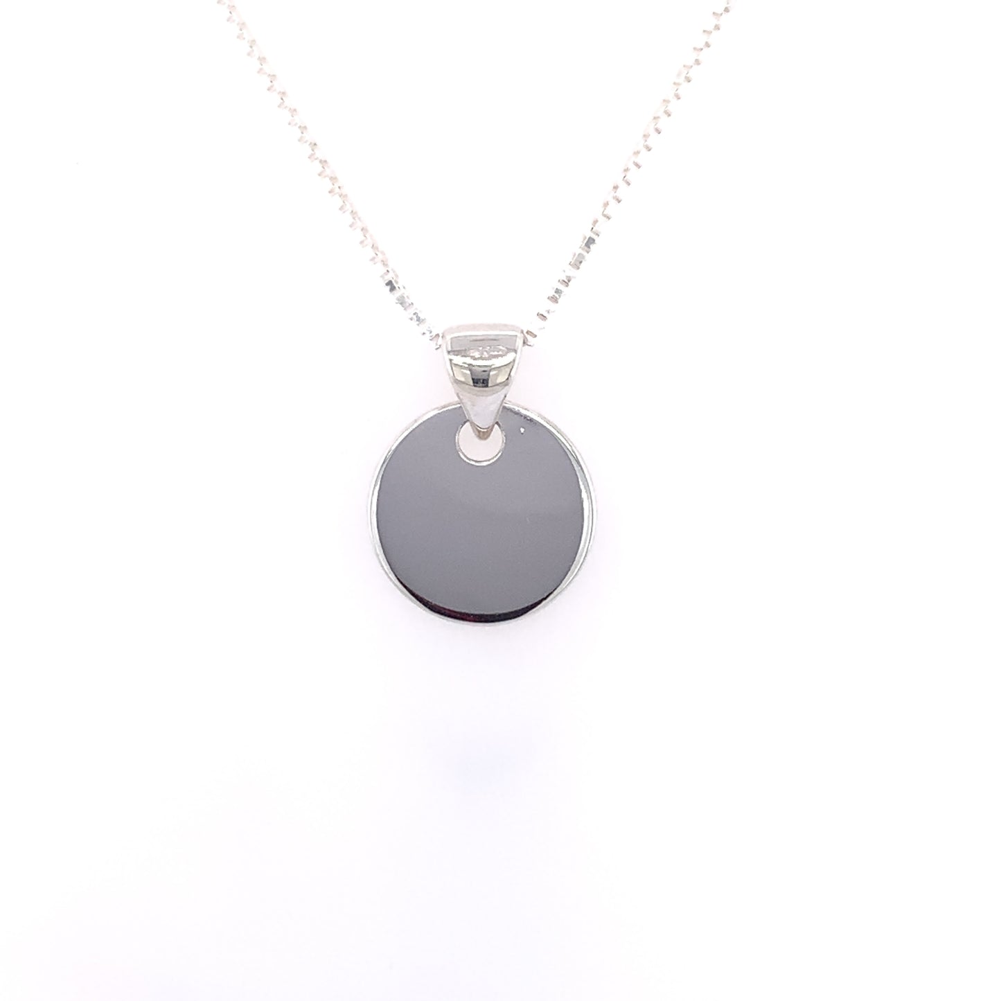 Silver 12mm Cute Round Engravable Disc Pendant