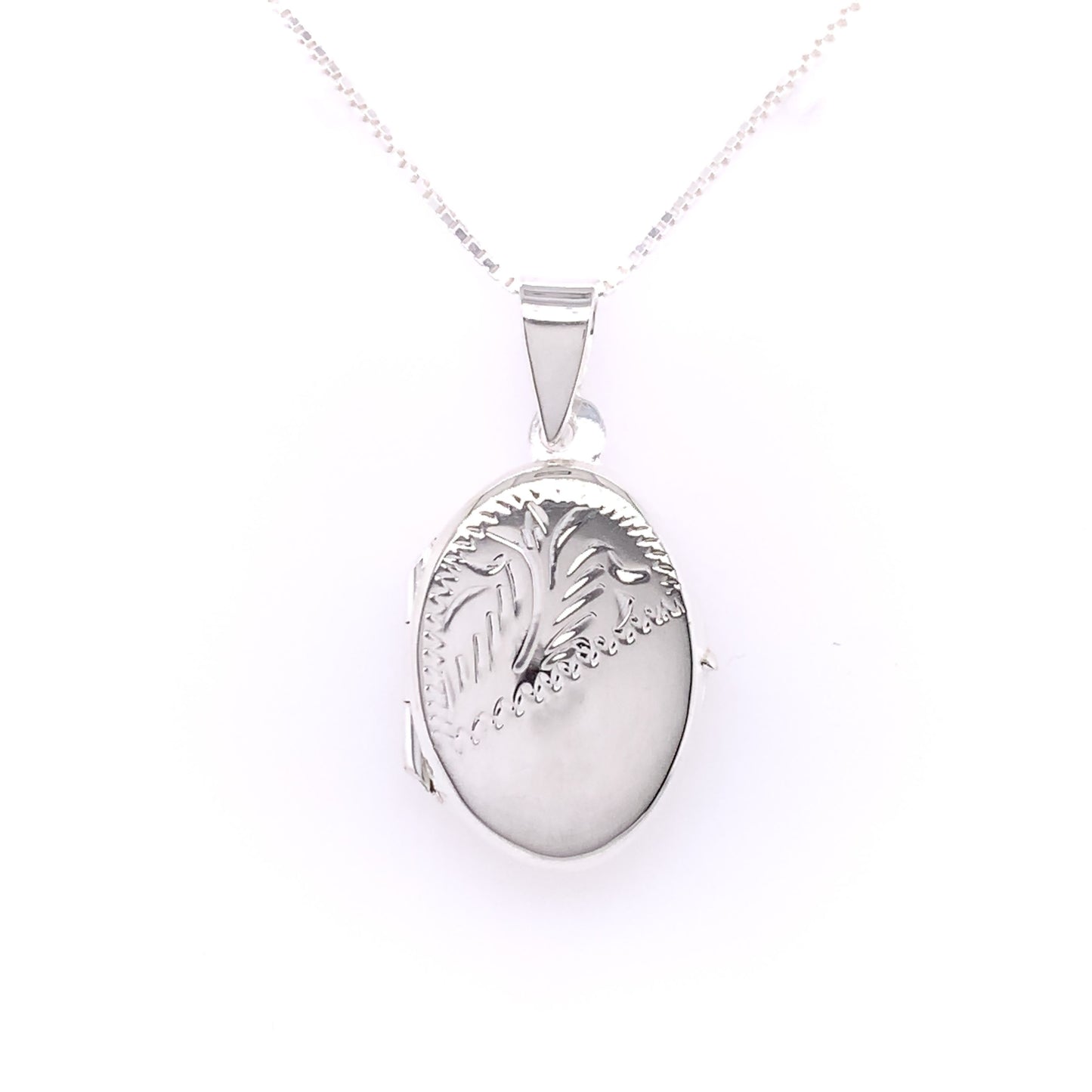 Sterling Silver Half Engraved Locket