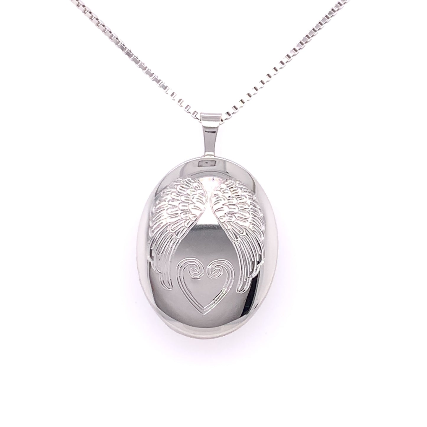 Sterling Silver Oval Angel's Wing Locket 914