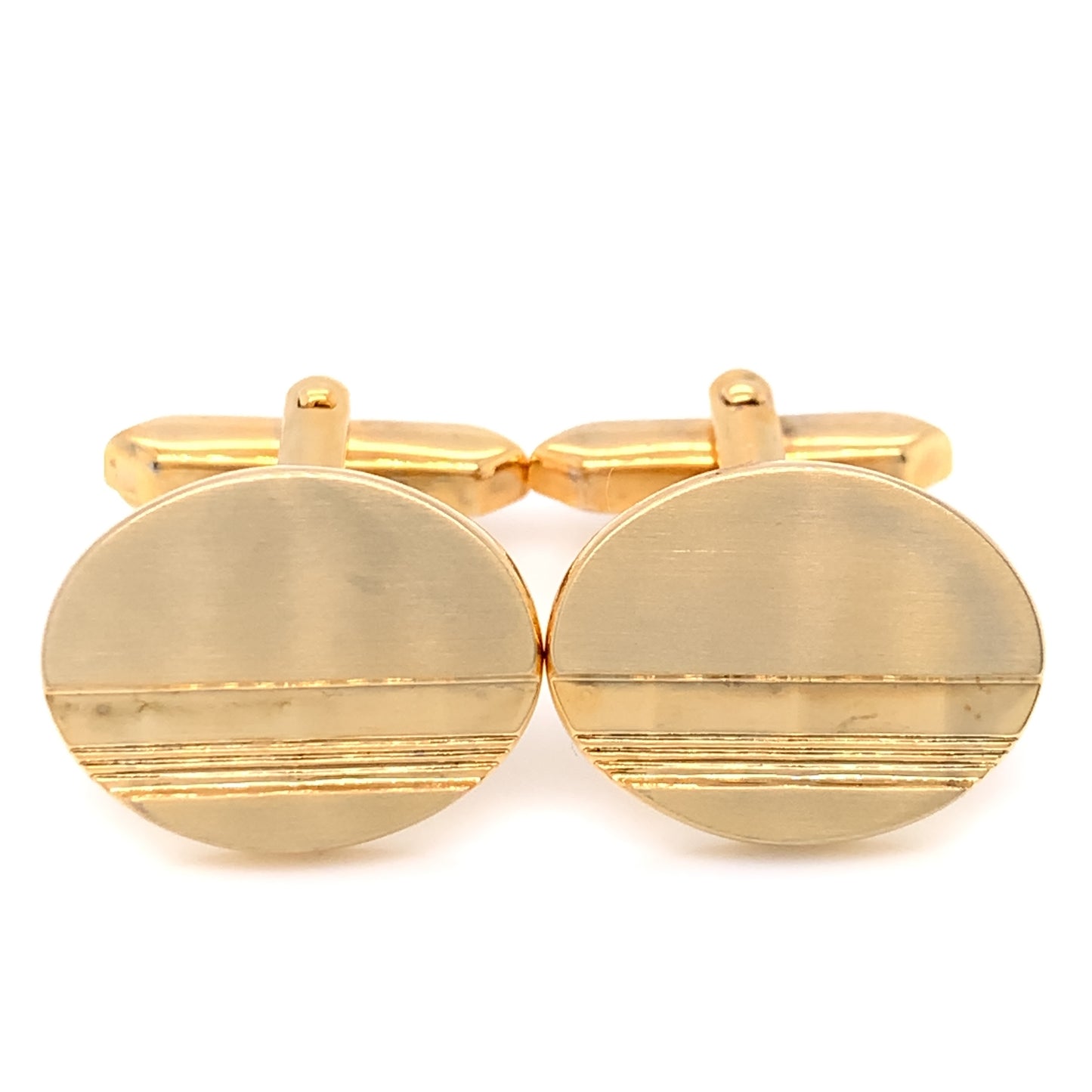 Gold Plated Oval Matte Cufflinks