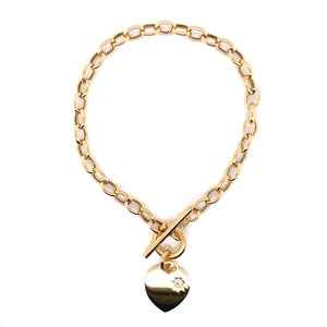 Sterling Silver Gold Plated Tiffany-style CZ Heart Bracelet