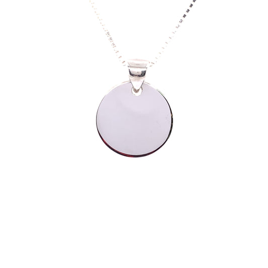 Silver 14mm Engravable Disc Pendant