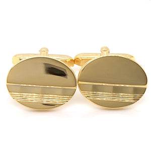 Gold Plated Oval Polished Cufflinks