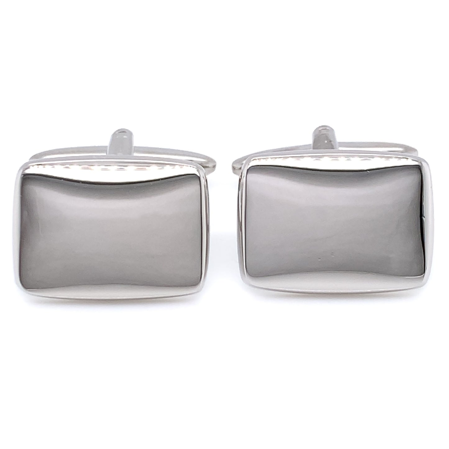 Rhodium Plated Polished Plain Cushion Cufflinks