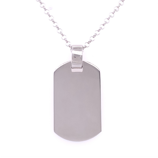 Sterling Silver Large Engravable Dog-Tag 21P