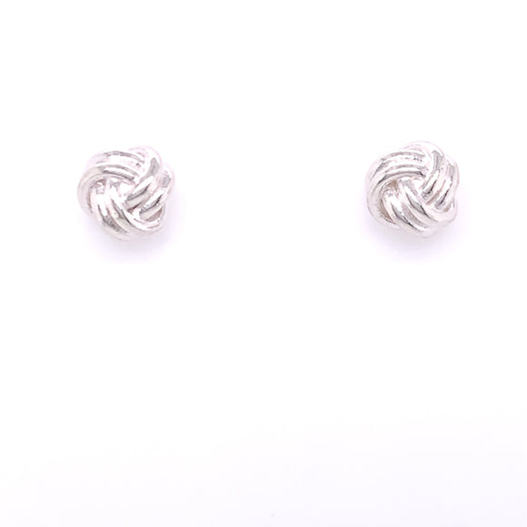 Silver Double Knot Stud Earrings
