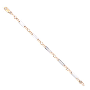 9ct Gold Two-tone Rectangular Link Bracelet
