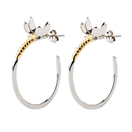 Gallardo & Blaine Sterling Silver Wildlife Dragonfly Hoop Earrings