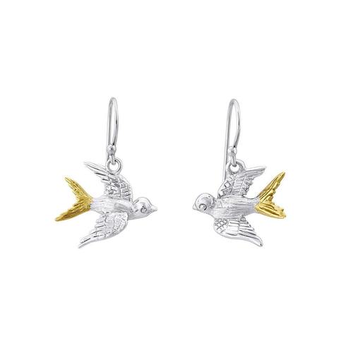 Gallardo & Blaine Sterling Silver Wildlife Swallow Dangle Earrings