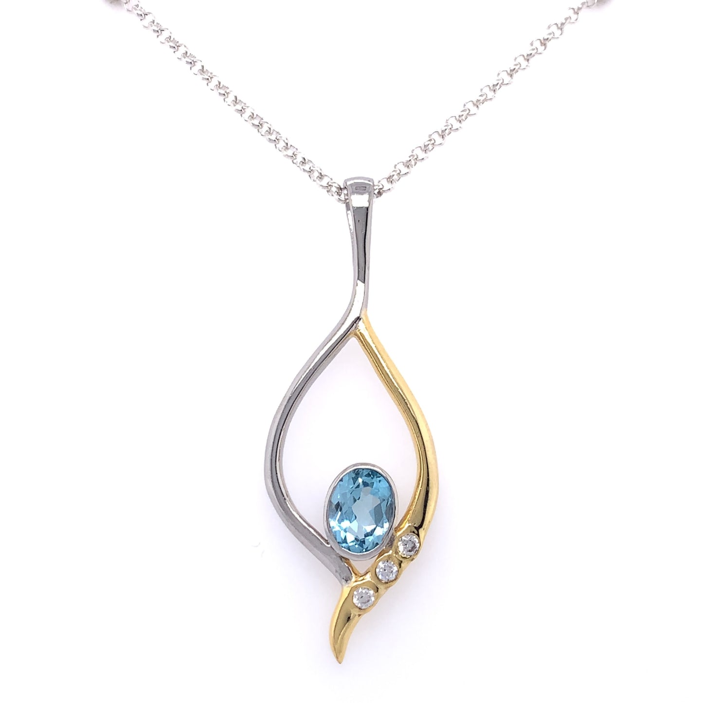 Gallardo & Blaine Sterling Silver Desert Star Pendant Blue Topaz