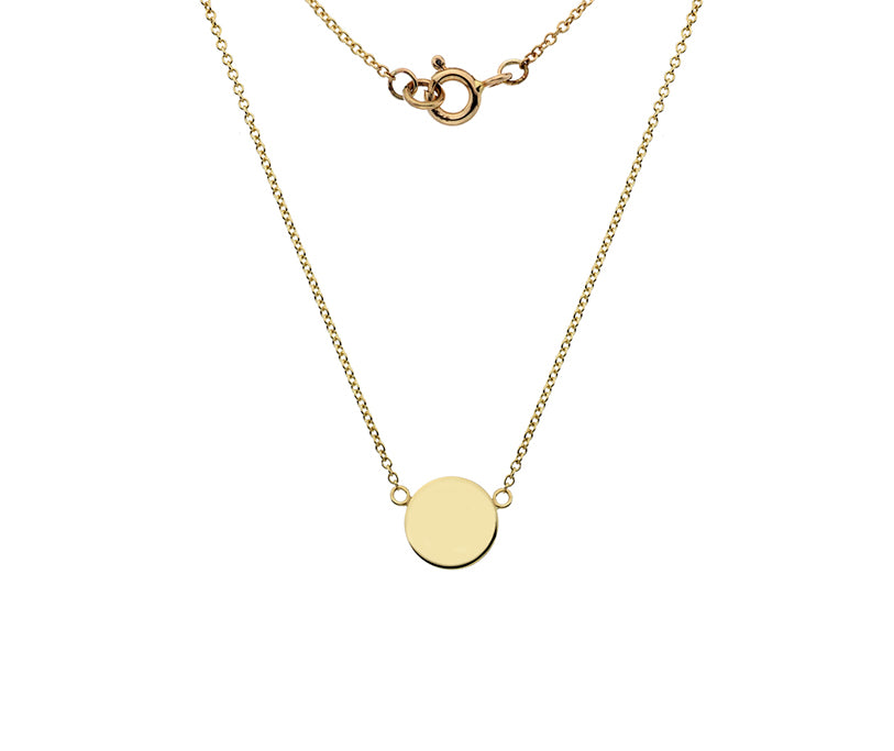 9ct Gold Engravable Solid Disc Necklace GP810