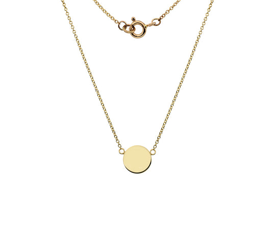 9ct Gold Engravable Solid Disc Necklace