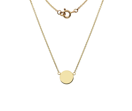 9ct Gold Engravable Solid Disc Necklace GP810