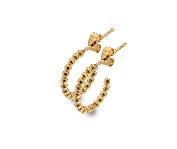9ct Gold Small Bead Hoop Earrings