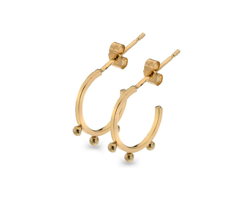 9ct Gold Bead Hoop Earrings GE421