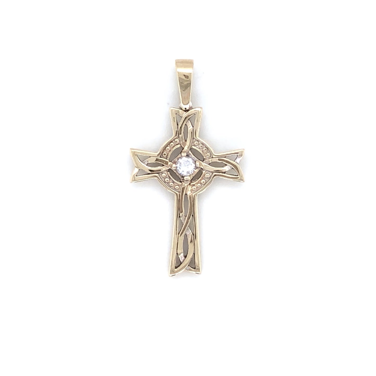 9ct Yellow Gold  Celtic Cross CZ Centre