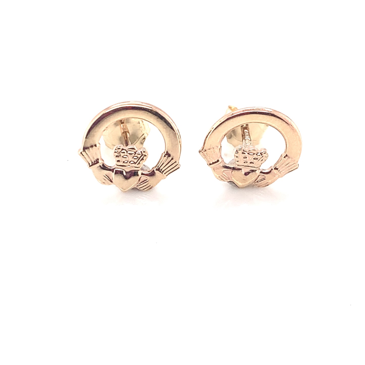 9ct Gold Claddagh 10mm Stud Earrings GE944