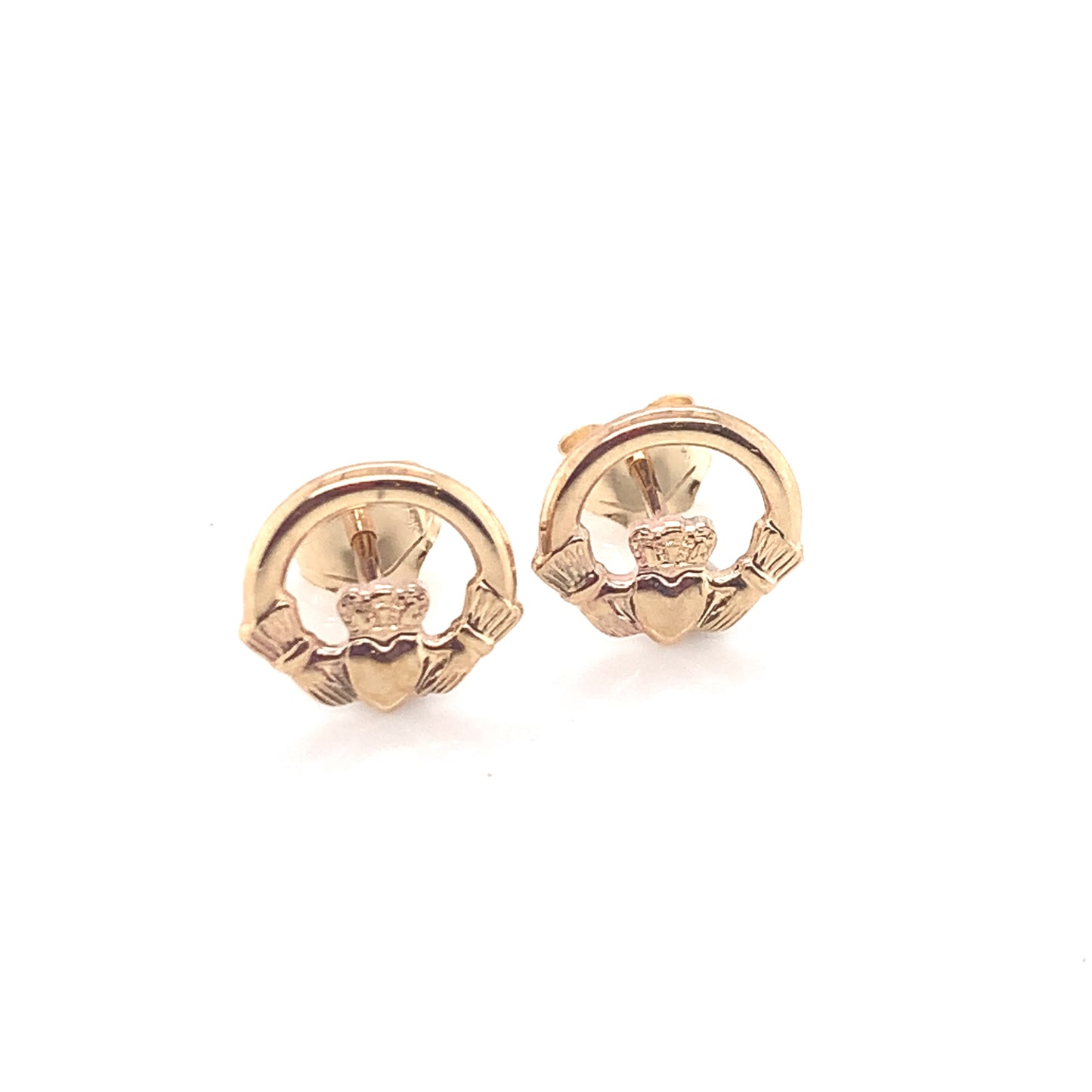 9ct Gold Claddagh 9mm Stud Earrings GE945