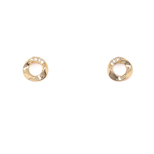 9ct Gold CZ Twisted Circle Stud Earrings