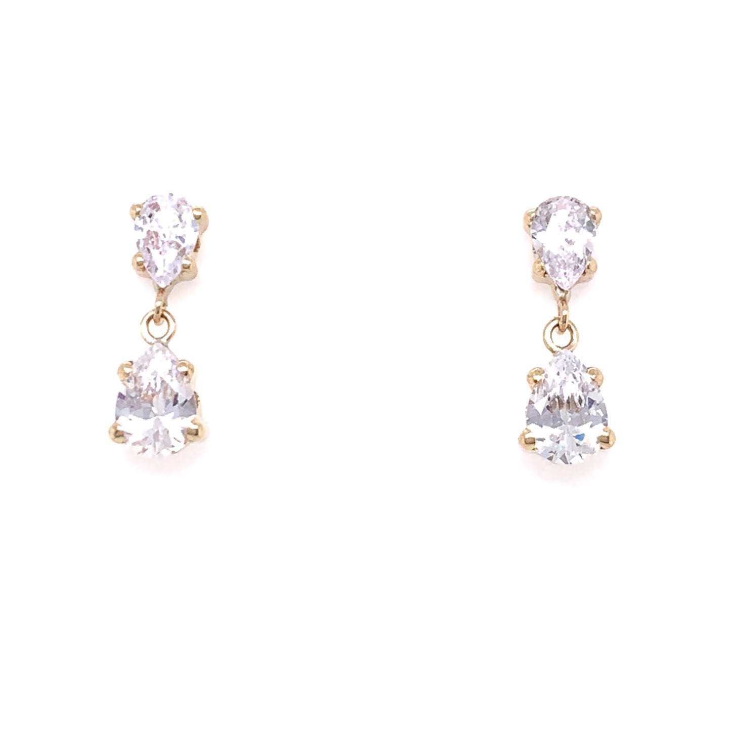 9ct Gold CZ Double Teardrop Earrings