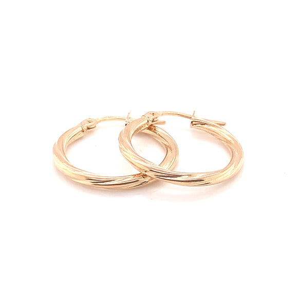 9ct Gold 15mm Twist Hoop Earrings GE2047/15