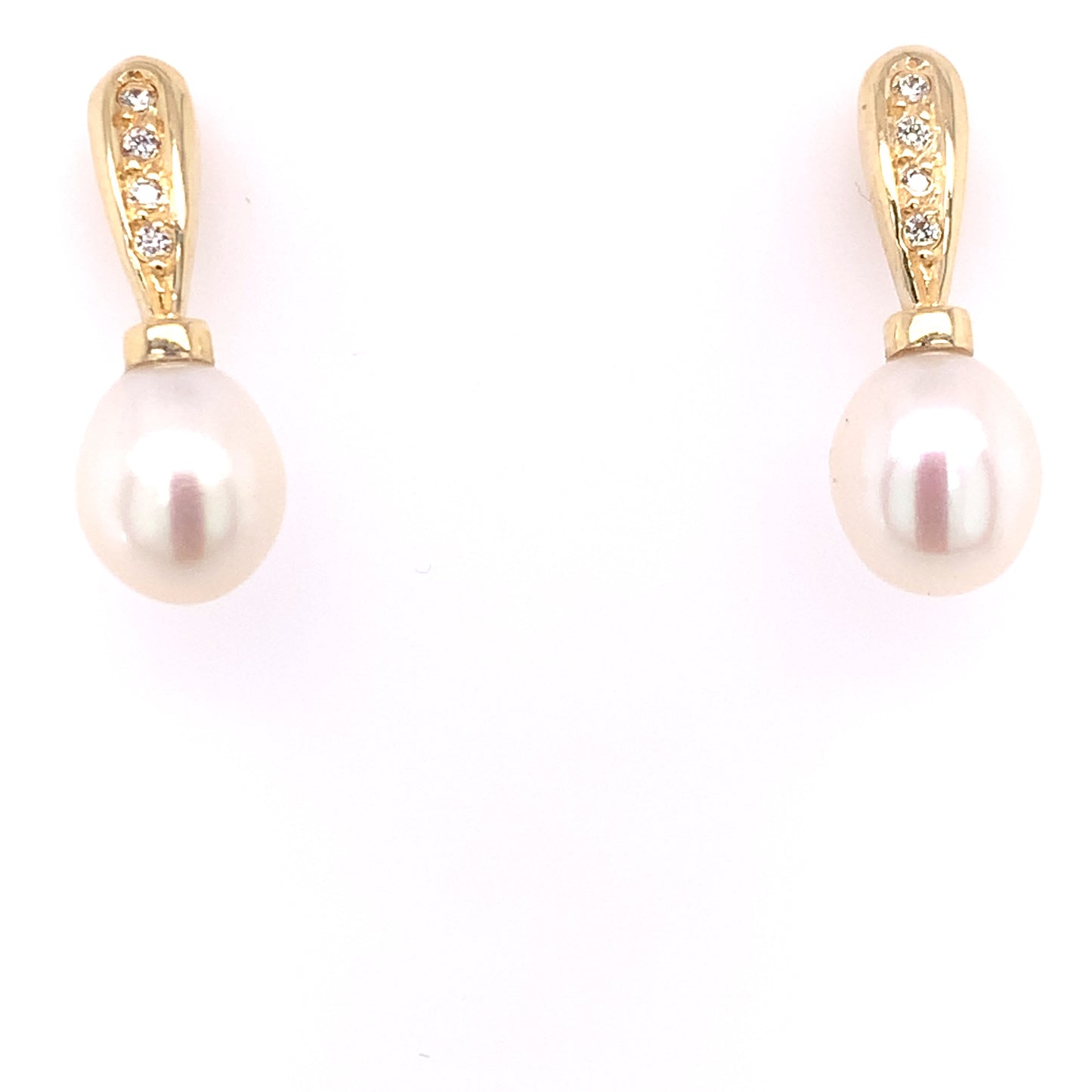 9ct Gold CZ & Freshwater Pearl Earrings GEP315